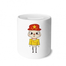 中国家亚洲普通话国旗悠悠 陶瓷存钱罐白色硬币储蓄盒礼物