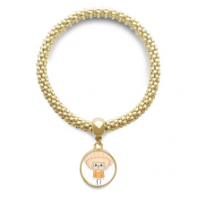 食物饺子中国煮面粉美味悠悠 金色圆形金属吊坠手链饰品首饰礼品