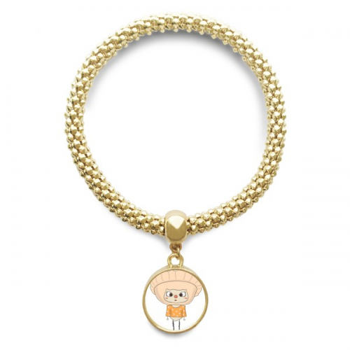 食物饺子中国煮面粉美味悠悠 金色圆形金属吊坠手链饰品首饰礼品