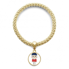 挪威国家欧洲国旗悠悠 金色圆形金属吊坠手链饰品首饰礼品