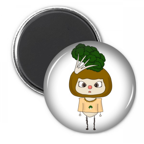 植物蔬菜西蓝花绿色健康悠悠 圆形冰箱贴徽章3件装