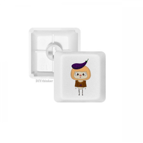 植物蔬菜茄子紫色炒菜悠悠 键帽机械键盘PBT无刻白色键位OEM尺寸