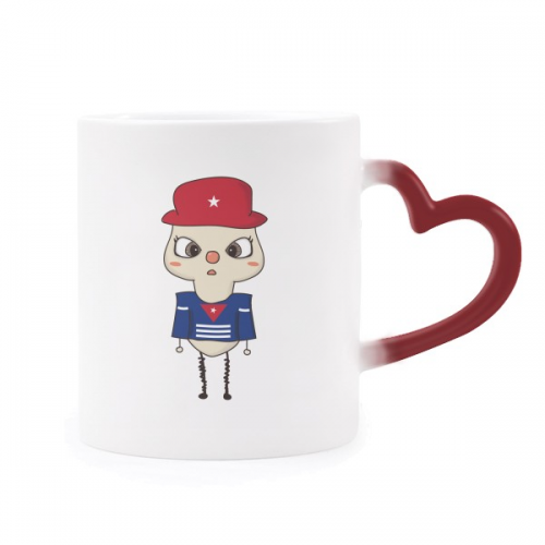 古巴国家岛屿国旗悠悠 加热变色陶瓷马克杯红色心形把手