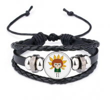  sunflower sun leave orange grass uu bracelet braided leather woven  wristband