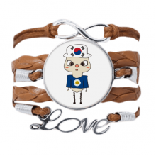 韩国家亚洲首尔国旗悠悠 Love手链皮革饰品