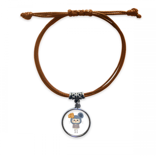 animal mouse nature gray cheese uu bracelet leather hide wristband brown jewelry animal mouse nature gray cheese uu bracelet leather hide wristband brown jewelry