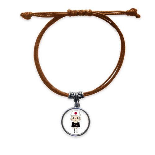 japan country asia cherry blossom flag uu bracelet leather hide  wristband brown jewelry 