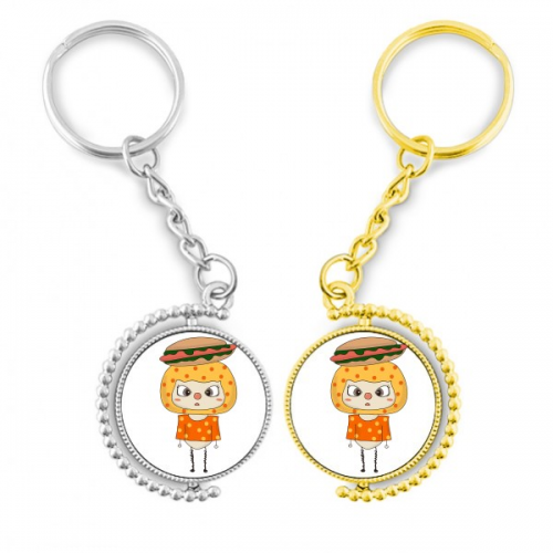 food hotdog bread vegetable delicious uu rotating key chain  accessory couple keyholder