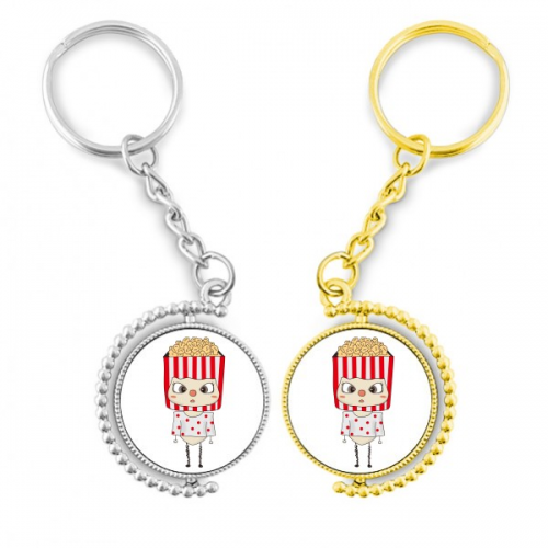 food popcorn oil snack movie delicious uu rotating key chain  accessory couple keyholder