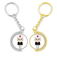 日本国家亚洲花国旗悠悠 金色旋转钥匙扣挂件