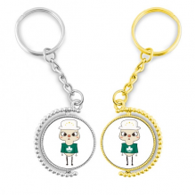 澳门中国粤语区旗悠悠 金色旋转钥匙扣挂件