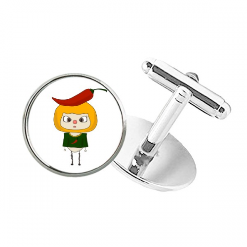  Vegetable Pepper Red Hot Fire UU Cuff Clip Stud Accessory Cufflinks Sleeve Button