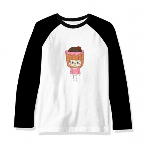 Food Cupcake Sweet Fruit  Fat UU Long Sleeve Top Raglan T-shirt Cloth