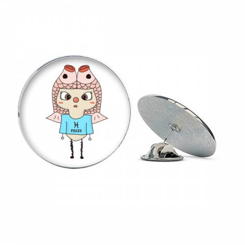 Constellation Luck Tendency Pisces Jupiter UU Round Metal Tack Hat Pin Brooch