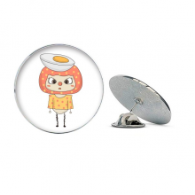 Food Egg Delicious White Yellow Healthy UU Round Metal Tack Hat Pin Brooch