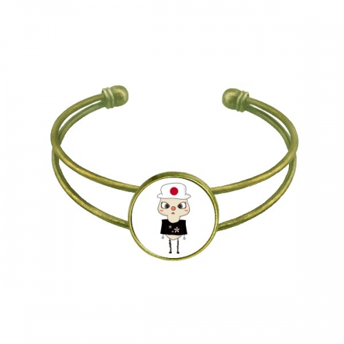 Japan Country Asia Cherry Blossom Flag UU Bracelet Bangle Retro Open Cuff Jewelry