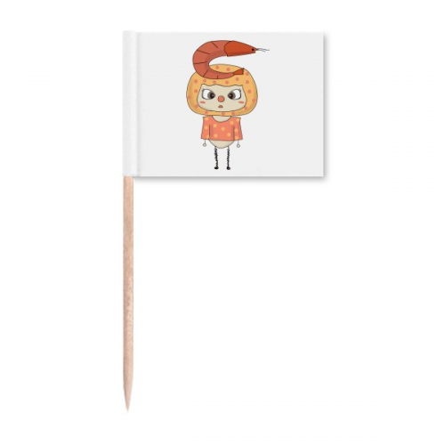 食物虾海鲜大海健康河悠悠 牙签标旗木签插牌装饰