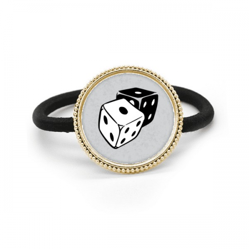 Dice Casino Black White Illustration Silver Metal Hair Tie And Rubber Band Headdress