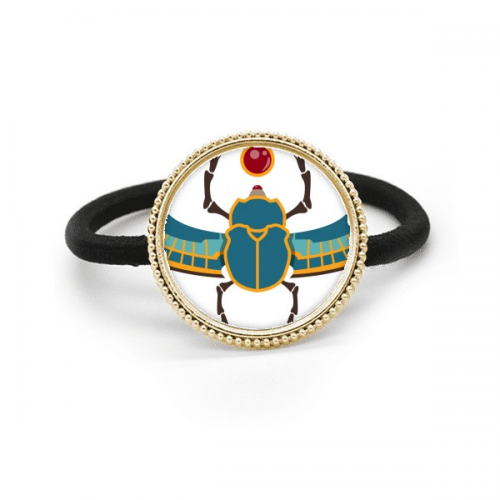Egypt Red Yellow Blue Beetle Atonism Silver Metal Hair Tie And Rubber Band Headdress