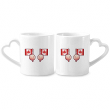 Canada Flag North America Couple Porcelain Mug Set Cerac Lover Cup Heart Handle