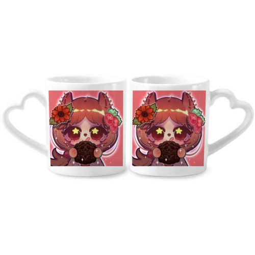 Squirrel Russia Tura Gingerbread Couple Porcelain Mug Set Cerac Lover Cup Heart Handle