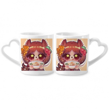 松鼠泰国冬阴功汤 陶瓷杯子白马克杯一对心形情侣把手