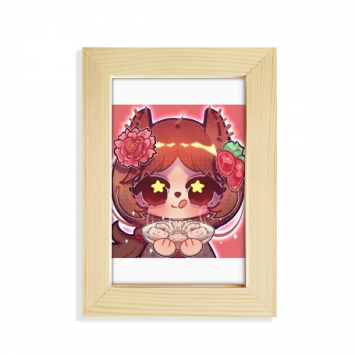 Squirrel China Dumpling Food Desktop Display Photo Frame Picture Art Painting 5x7 inch