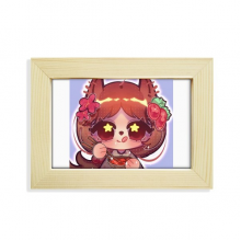 松鼠韩国泡菜食物 实木摆台相框原木质家居装饰画框6寸