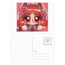 Squirrel China Flag Peony Postcard Set Birthday Mailing Thanks Greeting Card