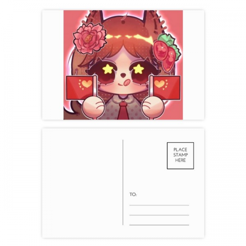 Squirrel China Flag Peony Postcard Set Birthday Mailing Thanks Greeting Card