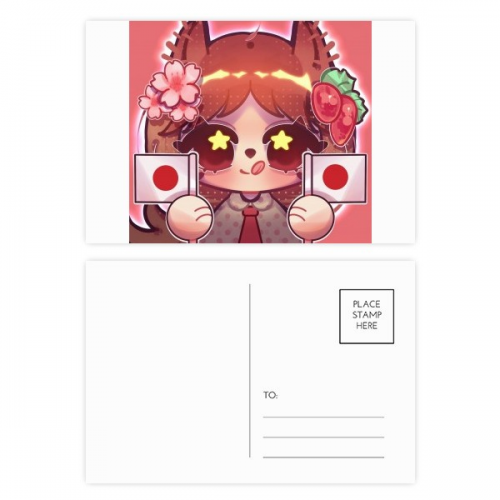 松鼠日本国旗樱花 明信片卡片祝福生日卡20张