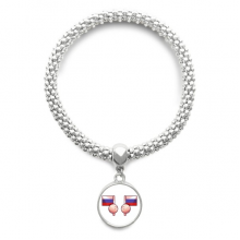 Russian Federation Flag Sliver Bracelet Pendant Jewelry Chain Adjustable Bangle