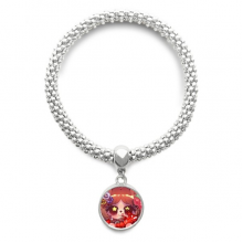 松鼠冰岛龙虾食物 银色圆形金属吊坠手链饰品首饰礼品礼物