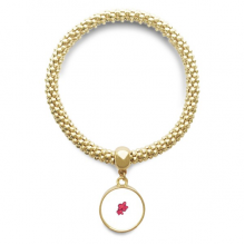 韩国木槿花植物 金色圆形金属吊坠手链饰品首饰礼品