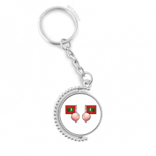 maldives flag islands rotatable keyholder  disc accessories chain clip