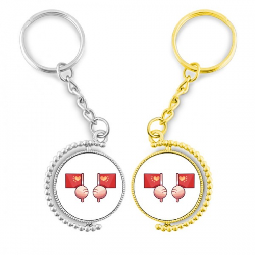 china flag red asia rotating key chain  accessory couple keyholder