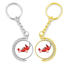 冰岛龙虾食物 金色旋转钥匙扣挂件
