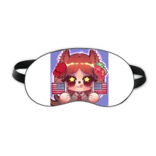 松鼠美国旗玫瑰花 睡眠眼罩夜间遮光午睡亲肤
