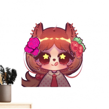 松鼠玫瑰花波点 墙贴纸壁纸橱窗装饰贴画不干胶