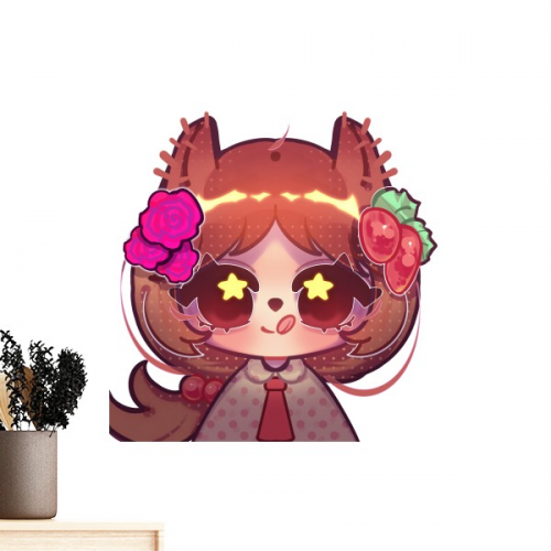 松鼠玫瑰花波点 墙贴纸壁纸橱窗装饰贴画不干胶 松鼠玫瑰花波点 墙贴纸壁纸橱窗装饰贴画不干胶