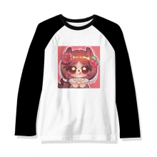 Squirrel China Dumpling Food Long Sleeve Top Raglan T-shirt Cloth