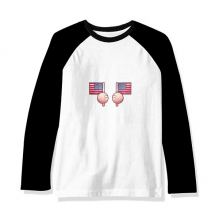 usa flag north amelong sleeve top raglan t-shirt cloth