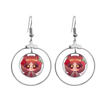 squirrel red rose wave point ears dangle hoop jewelry drop circle