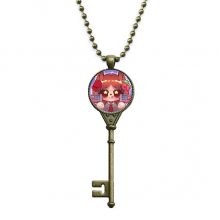 松鼠美国旗玫瑰花 复古钥匙项链吊坠锁骨链