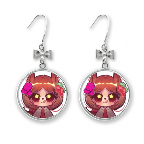 squirrel rose wave point bow ears drop stud pierced hook