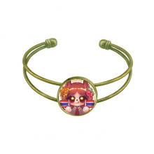 Squirrel Thailand Flag Flower Bracelet Bangle Retro Open Cuff Jewelry