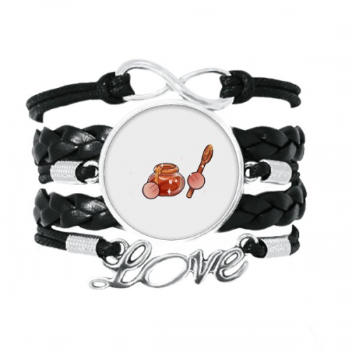 加拿大蜂蜜食物 黑色皮革手链永恒爱礼品礼物 加拿大蜂蜜食物 黑色皮革手链永恒爱礼品礼物