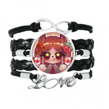 squirrel canada flag maple  bracelet love accessory twisted leather knitting  wristband