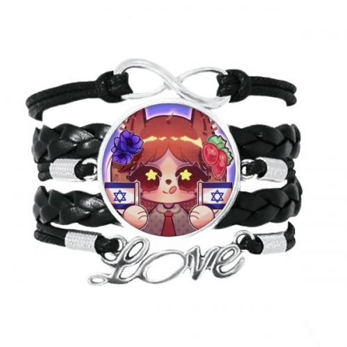 squirrel israel flag anem bracelet love accessory twisted leather knitting  wristband