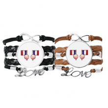 france flag eu bracelet hand strap leather  wristband double set
